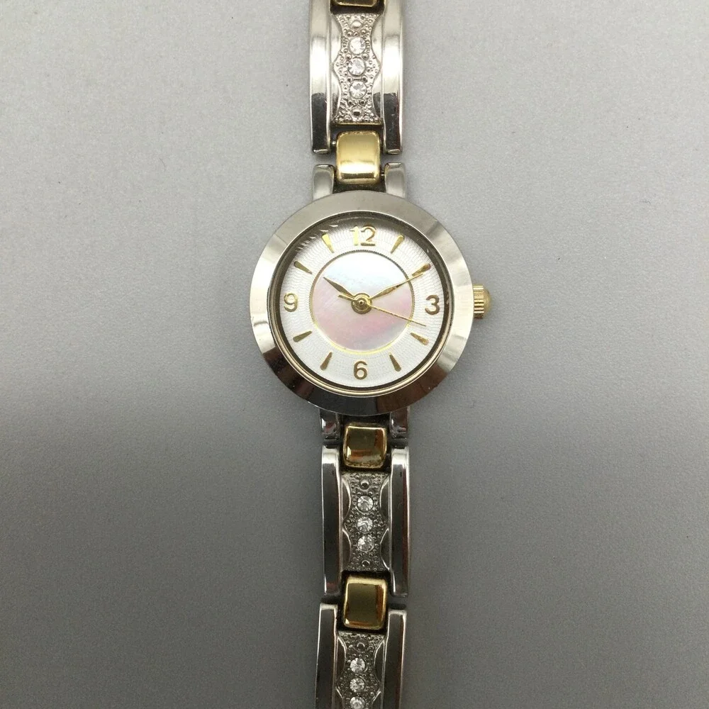Christian Benet Womens Watch 22mm White MOP Dial Two Tone New Battery 7.25